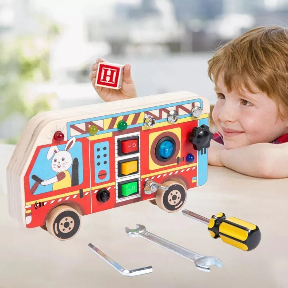 Tableau Montessori - BusyBoardCircuit™ - Autobus scolaire - Mon bébé