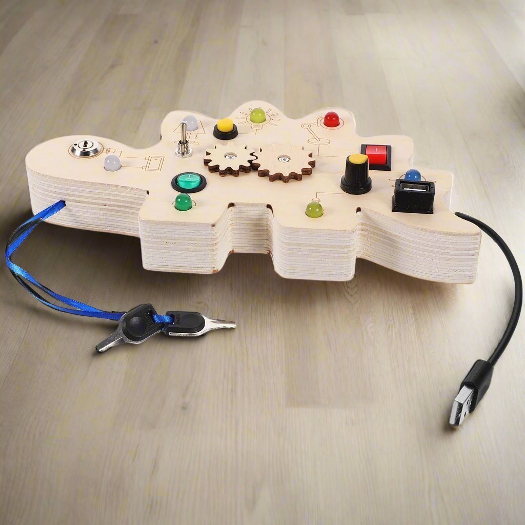 Tableau Montessori - BusyBoardCircuit™ - Dinosaure - Mon bébé